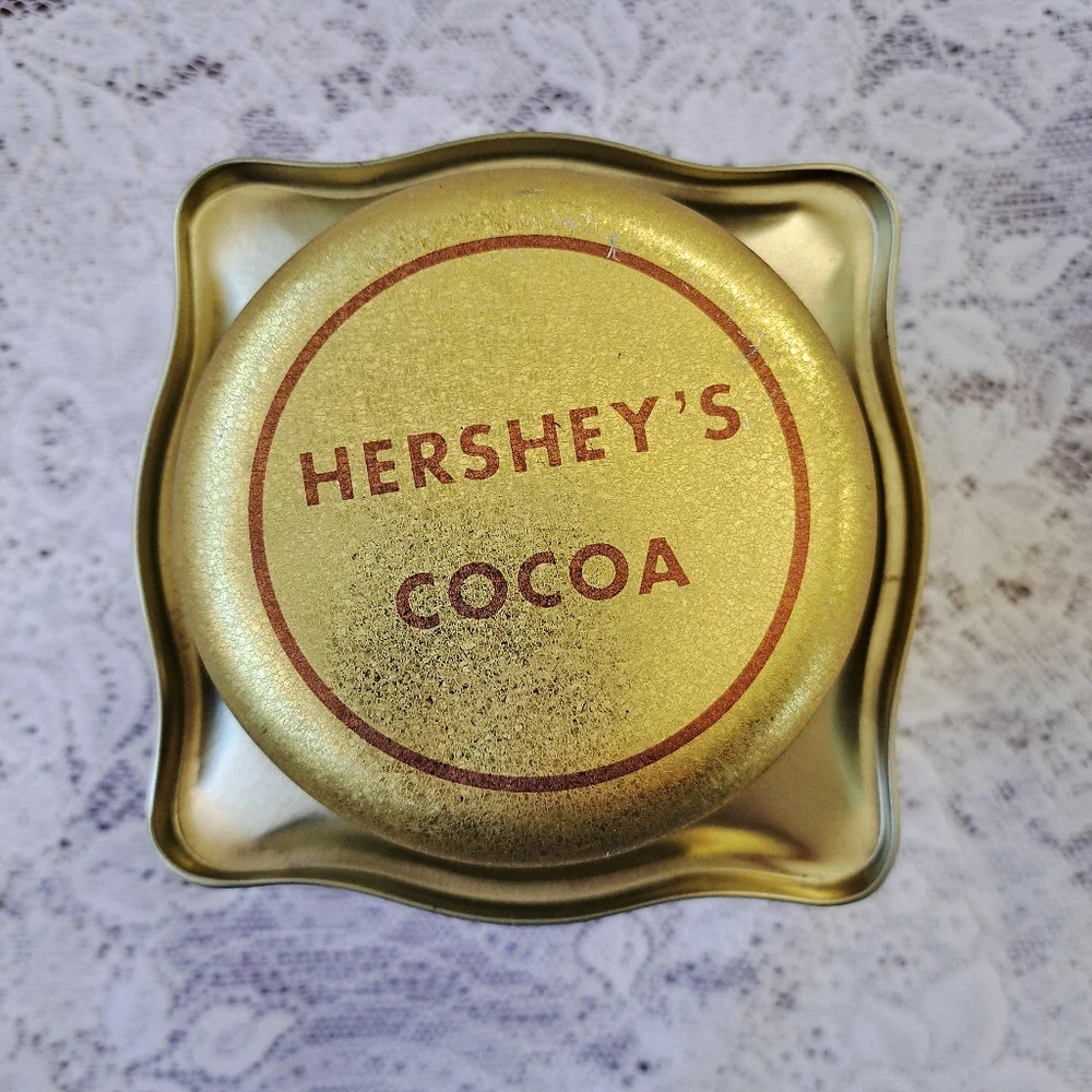 Vintage Hersheys Cocoa Tin Bristol Ware Gold Trim Nostalgic Collectible Storage